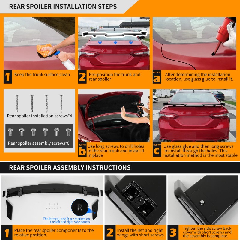 JMTBNO 57" Car Rear Trunk Spoiler TRD Style Wing Gloss