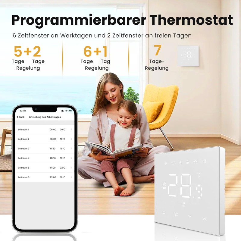 MIUCDA Smart Thermostat WLAN Gas Boiler Room Thermostat Digital Heating
