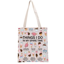 G2TUP Ice Cream Lover Gift My Spare Time Ice Cream Tote Bag Ice Cream Handbag Foodie Gift Funny Dessert Lover Gift (Spare Time Ice Cream HB)