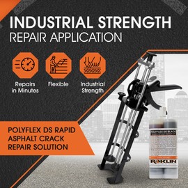 Roklin Systems, Inc. - Polyflex DS Asphalt Crack Sealer, Quick-Drying Concrete Crack Filler Repair Kit with Cartridge Plus Gun for Pavement Maintenance and Home Improvement, 21 oz, Black
