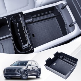 RUNROAD Center Console Organizer Tray Compatible with 2025 Hyundai Tucson Limited Hybrid Accessories, Armrest Tray For Tucson Console Organizer (Only for Electronic Version of Automatic Transmission)