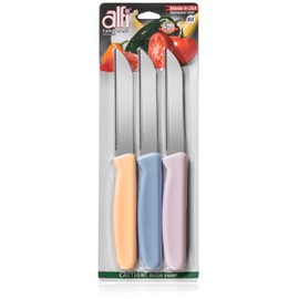 Alfi All-Purpose Knives Aerospace Precision Pointed Tip - Home And Kitchen Supplies - Serrated Steak Knives Set | Made in USA (Loquat, Myrtille, Lavendar)