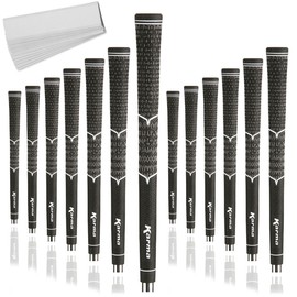 Karma V Cord Golf Grips, Black/Black Standard Size, 13 Pack with 13 Golf Grip Tape Strips