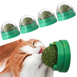 FOONEA 4PCS Catnip Balls for Cats Wall Catnip Toys for Cat Lick Kitten Chew Toys Teeth Cleaning Dental Edible Cat Toys
