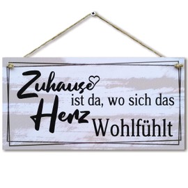 CARISPIBET Zuhause ist da, wo Sich das Herz Wohlfühlt | Welcome Decoration Sign Cute and Delightful Sayings Vintage Look