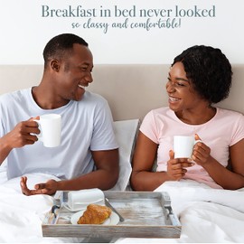 Rustic Serving Tray with Extra Long Handle, Decoration Tray, Bed Tray(set of 2)Large 20 x 14 x 2'' -Small 16 x 11 x 2'' Dinner Romantic Breakfast on Bed for your Partner, Home decor, Coffee Table Tray