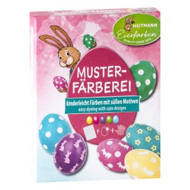 Heitmann Eierfarben - Creative Colouring & Craft Set - 5 Egg Colouring Tablets in Yellow, Red, Purple, Green and Blue + Sticker Sheet, Rabbit Faces and Egg Cups