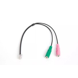 DC Pro Audio 1Ft 3.5mm Jacks to RJ9/RJ10 PC Mic/Headset to Cisco Office Phone Adapter Cable.