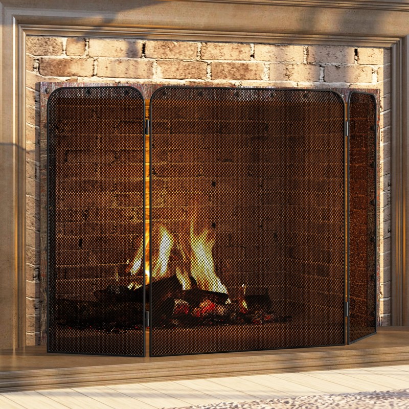 Fire Beauty 3-Panel Metal Fireplace Screen for Fireplace Fire Spark