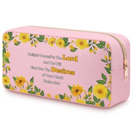 Inspirational Christian Gifts Pink Cosmetic Bag Motivational Religious Gifts for Women Friends Coworker Mom Daughter Scripture Christmas Birthday Double Side Toiletry Zipper Bag