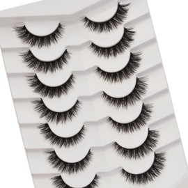Vivis False Eyelashes, Natural Wispy 3D Full Cat Eye Style, Thick Fluffy Lashes, 7 Pairs