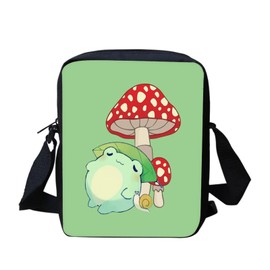HELLHERO Frog Small Crossbody Bag for Women Kids Shoulder Bags Mushroom Bookbag Crossover Purse Multipurpose Clutch Handbags Travel Sling Flight Messenger Bag Daypack