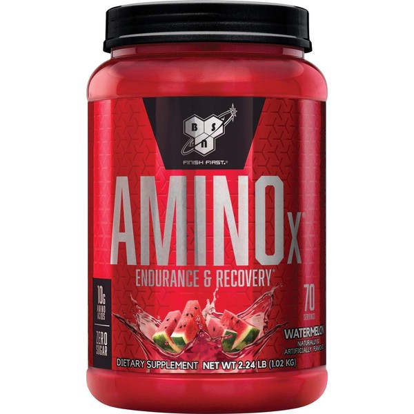 BSN Amino X Muscle Recovery & Endurance Powder with BCAAs, Intra Workout Support, 10 Grams of Amino Acids, Keto Friendly, Caffeine Free, Flavor: Watermelon, 70 Servings (Packaging May Vary)