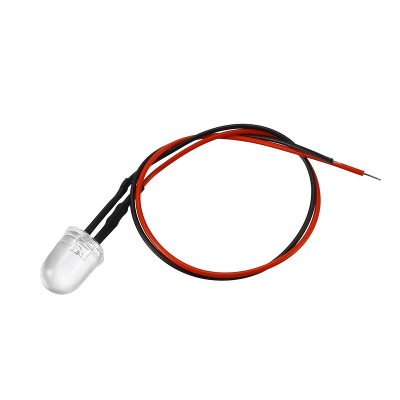 uxcell 10Pcs 10mm Pre Wired LED, White DC12V Clear Lens,