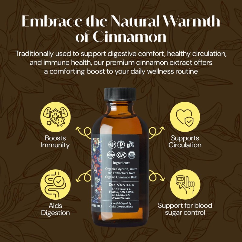 DR Vanilla Organic Cinnamon Extract Alcohol Free (4oz)