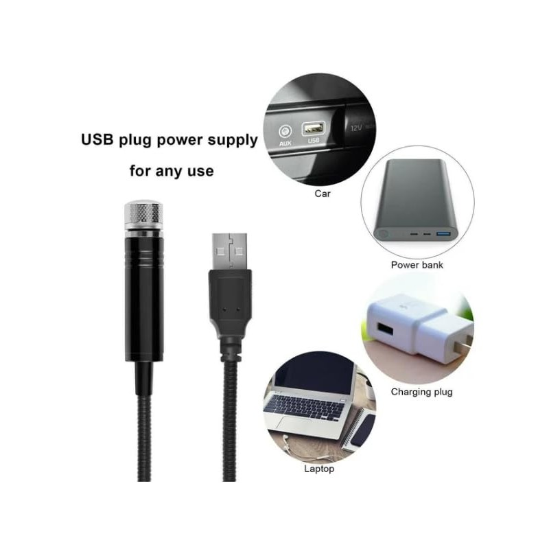 1Pc Black USB Star Projector Night Light,Adjustable Romantic Starry Sky