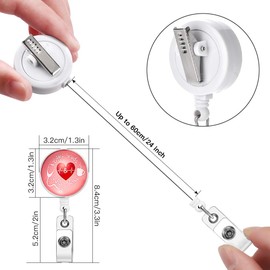 Ohok Pack of 12 Key JoJo Extendable ID Card JoJo Glass Stethoscope Style Keyring for Nurse, ID Name Badge Holder with 360° Rotating Crocodile Clip for Card Holder ID Sleeves