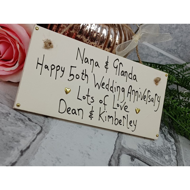 MadeAt94 Nana and Grandad 50th Golden Wedding Anniversary Gift Wooden