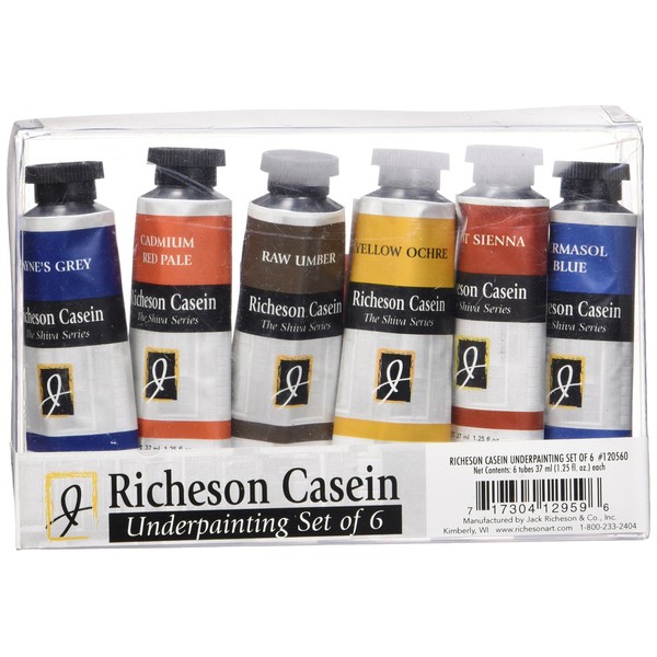 Jack Richeson Casein The Shiva Series Underpainting with 37ml Tubes, Set of 6