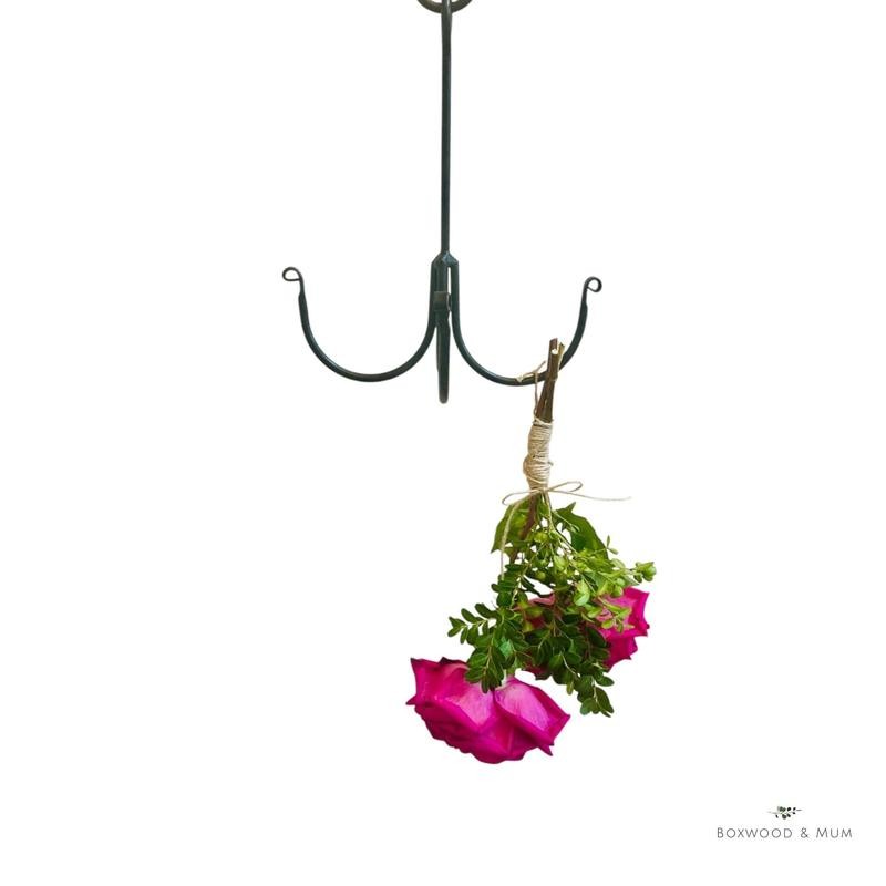 Hanging Herb Flower Drying Rack, Rustic Kitchen Decor, Small Wrought
