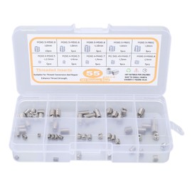 55Pcs Insert Nut Threaded M2 M2.5 M3 Stainless Steel Fastener Assortment for Repair