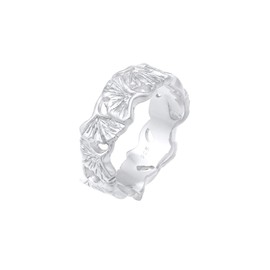 Elli Women's Ring Ginkgo Leaf Tropical Summer Trend in 925 Sterling Silver Gold-Plated, None