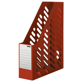 HAN 1600-17, KLASSIK magazine file. Classic, contemporary design, functional, high-quality and trendy, with label, pack of 2, red
