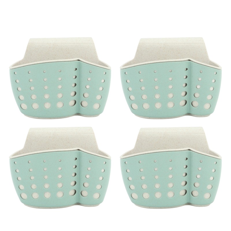 4Pcs Sink Sponge Holder PP 2 Layer Adjustable Strap Soap