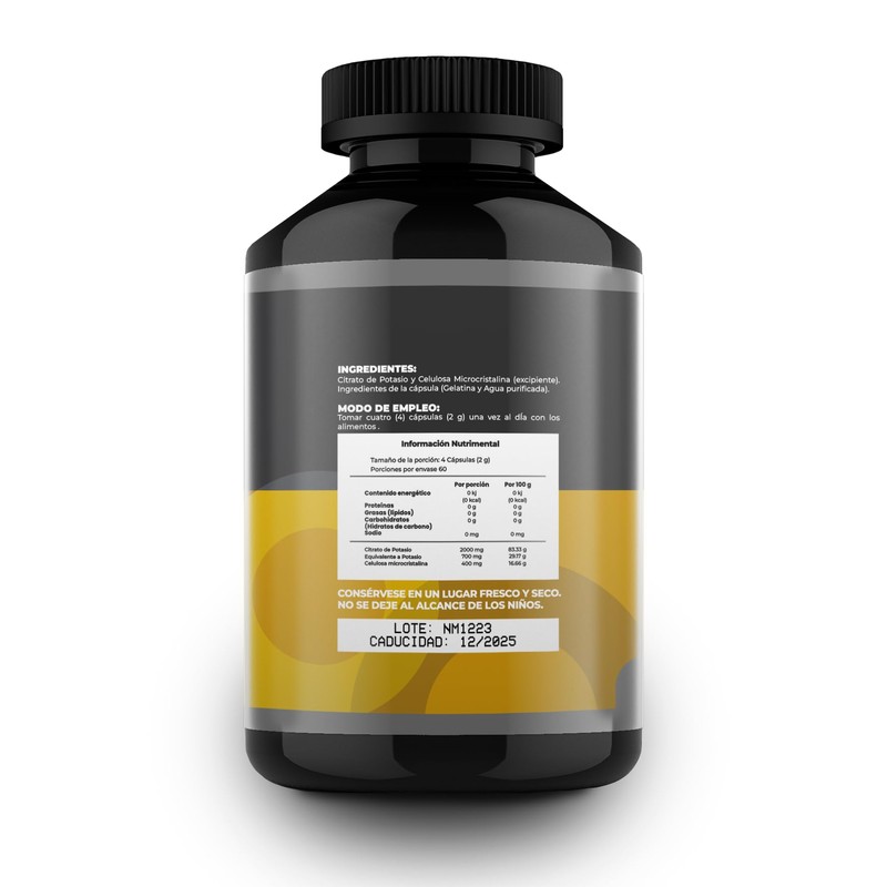 Citrato de Potasio - Origen Natural - 240 Cápsulas -