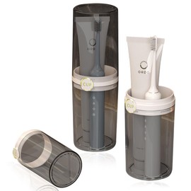 Toothbrush Holder Travel, Covered Toothbrush Toothpaste Case for Traveling Camping Business Trip, Portable Toothbrush and Toothpaste Storage Container for Bathroom School, Half-Clear (Black)