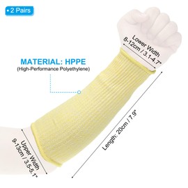 PATIKIL 14 Inch Cut Resistant Sleeve, 2 Pairs Arm Safety Protectors Sleeves Forearm Sleeve HPPE Level 5 Protection for Thin Skin and Bruising, M, Yellow