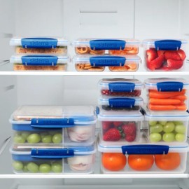 Sistema 32-Piece Food Storage Container Set | BPA-Free Plastic Containers with Compartments & Easy-Locking Clips | Stackable, Microwave, Dishwasher & Freezer Safe