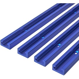 4 Pack 24" T-Track Accessories for Wood Working with Screws, Aluminum Alloy Woodworking Tools Double Cut Profile Universal T-Tracks with Predrilled Mounting Holes,Anodized Blue