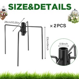 Blulu 2 Pcs Pole Stabilizer Stand Base for Outdoor Bird Feeder Pole with 4 Prongs Base for 1/2 or 3/4 Inch Freestanding Supplies for Hanging Bird Feeder, Birdhouse, Lantern