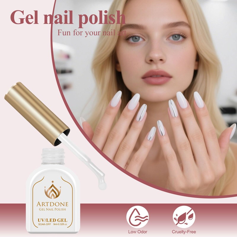 Artdone Gel Nail Polish Hema-free Solid Color White For All