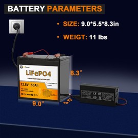 BtrPower 12V 50Ah LiFePO4 Lithium Battery,50A BMS,Output Power 640W,10 Years Lifetime,5000+ Cycles, Perfect for RV, Off-Grid,Boat Marine Trolling Motor Camping.