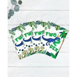 YanZonic Dinosaur 2nd Birthday gift bags, 16Pcs Two Rex Birthday Decorations Boy, Dinosaur Birthday Decorations for 2 Year Old Boy, Dinosaur 2nd Birthday Decorations