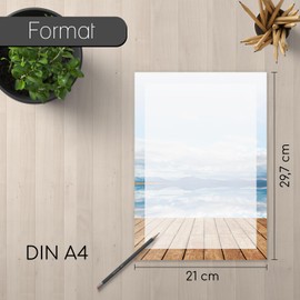 Love. Panorama Motif Detail Writing Paper PAPER, Writing Paper – Writing Paper – 50 Sheets of A4 DV _ 197 | View Lake Landscape Wide, Water, Sky, Wooden, Bridge, Tower, Invitation, Thank You, Congratulations Love Letters