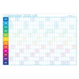 2025 Year Wall Planner 3 Sizes | Bigger than A1 | Bigger than A2 | XLL-Wide | Rainbow Design | Folded Delivery (Rainbow Portrait, Bigger than A2 (610mm x 430mm))