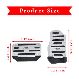 Tesnaao 2 PCS Car Non-Slip Pedal Pads Set, Accelerator Pedal Covers, Car Brake Pedal Protectors, Automatic Automobile Accessories, Universal for Most Cars, Trucks and Vans (Silver)