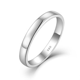 STARCHENIE Solid 925 Sterling Silver Ring for Women & Men 3mm High Polish Wedding Band Size 7