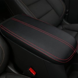 LEXLEY for GMC 2018 2019 2020 2021 2022 2023 2024 2025 Terrain Accessories Front Armrest Box Cover Center Console Pad Waterproof Anti-Scratch Leather Protector Covers-Red Stitches