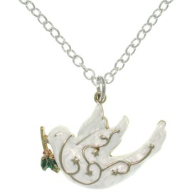 Jewelry Trends White Peace Dove Inspirational Pewter Charm Necklace 18"