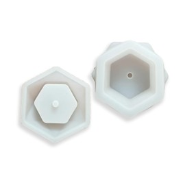 Silicone Mold for Cement Pack of 2 | Clear Silicone Mold for Concrete to Make Succulent Pots | Large Hexagon Shape | Drain Hole | 2 Moldes para Macetas