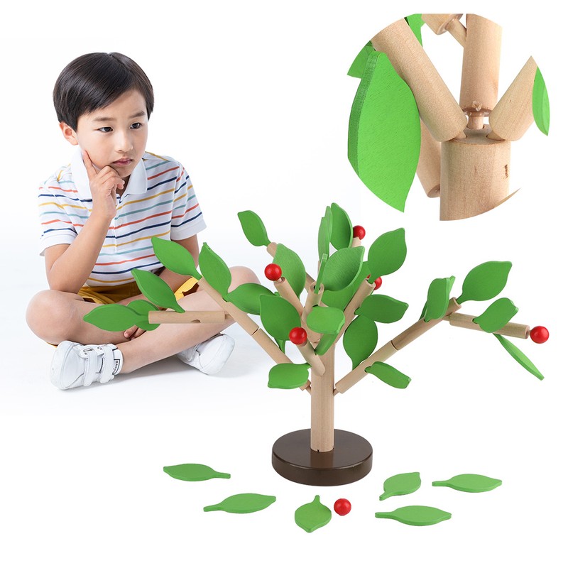 Wood Building Blocks Tree Set DIY Puzzle 3D Wooden Assembled