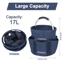 DMJJSD® 17L Cleaning Caddy with Handle Storage Box for Cleaning Utensils Multi Pocket Collapsible Cleaning Caddy Organiser Cleaning Organiser Caddy Collapsible Storage Basket for Toiletries (Blue)