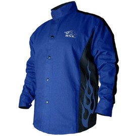 Revco BXRB9C-XL Welding Jacket, 9 oz. Flame Resistant Cotton Body, 30", X-Large, Blue