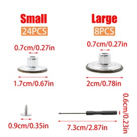 Lilaly 32 Sets 16 Styles Jean Button Replacement, 17mm and 20mm No-Sew Replacement Jean Buttons for Loose Pants Tightener(Style 2)