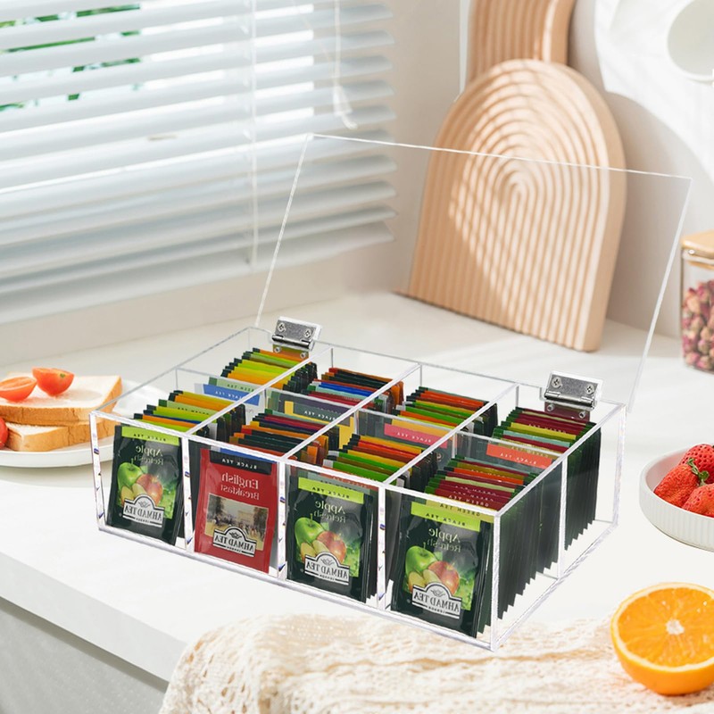Beitiny Tea Bag Organizer, Acrylic Tea Bag Holder, Clear Tea