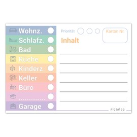 XL Moving Labels in Rainbow Design - Colourful Moving Stickers for Writing on Moving Boxes, Better Organised When Moving with Coloured Stickers - More Overview Cardboard Labels (80)